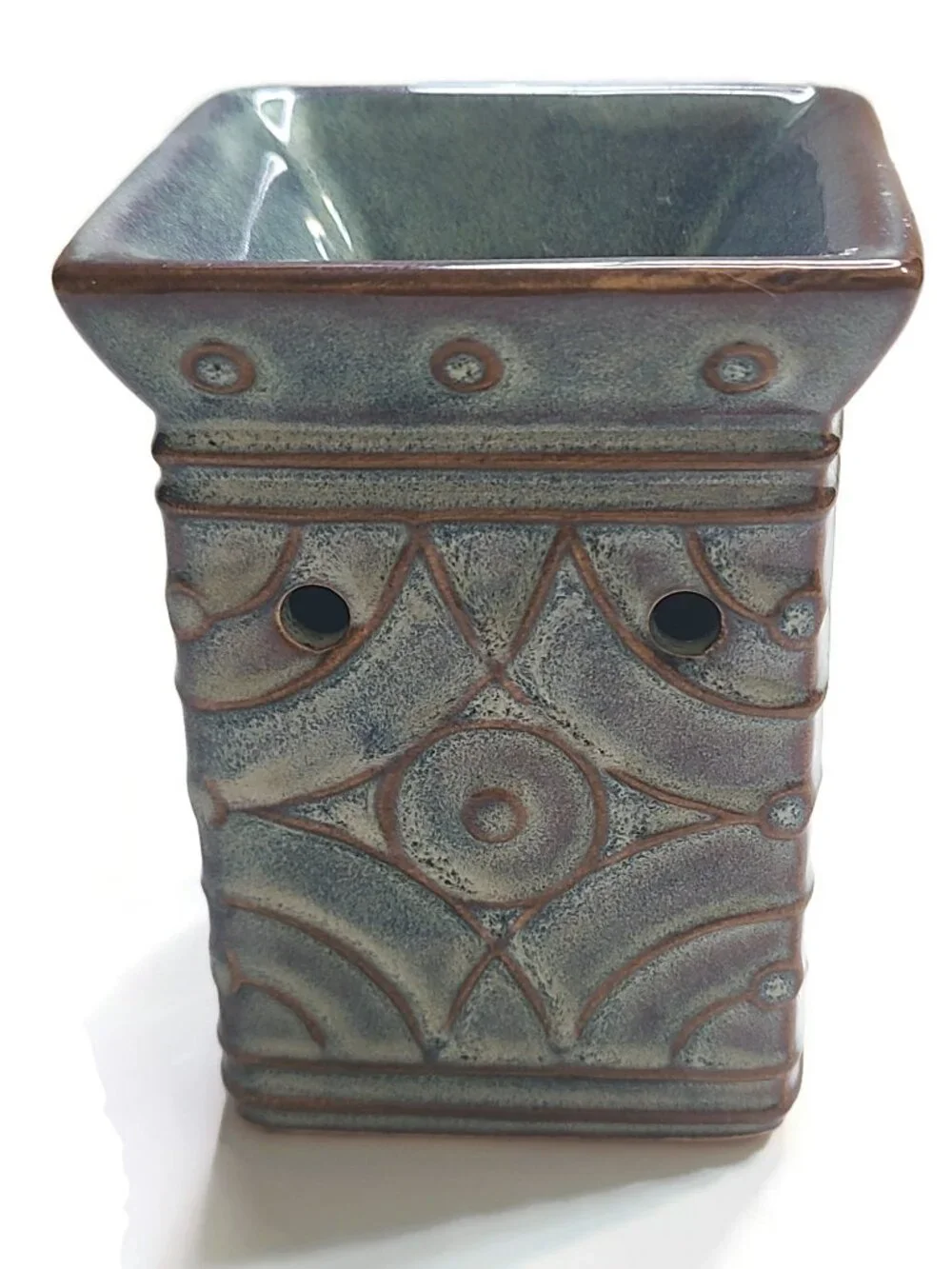 Scentsy LENORE Blue Brown Wall Plug In Mini Wax Warmer Aztec Geometric Retired